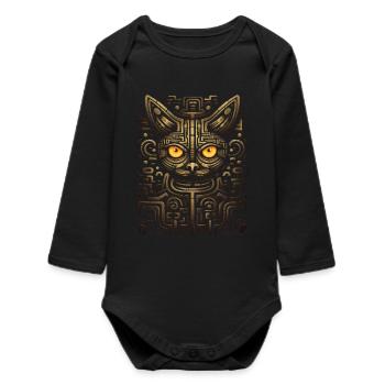 Ancient Cat - Baby Organic Long-Sleeved Bodysuit - black - Front