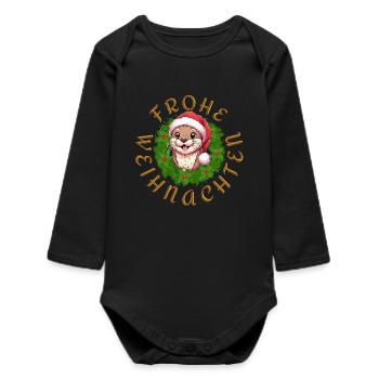 Weihnachts-Otter Kollektion: Festlicher Otter - Baby Organic Langarmbody - Schwarz - Vorne