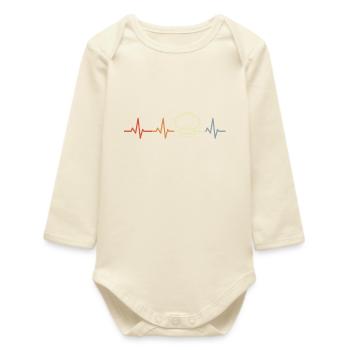 Retro Chef's Hat Heart Line - Baby Organic Long-Sleeved Bodysuit - soft Ecru - Front