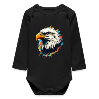 Bald Eagle - Baby Organic Long-Sleeved Bodysuit - black - Front