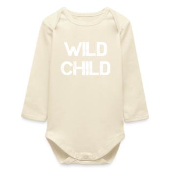 Wild Child Bold Typeface T-Shirt Design - Baby Organic Long-Sleeved Bodysuit - soft Ecru - Front
