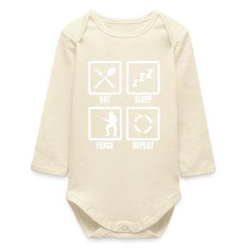 Eat Sleep Fence Repeat - Baby Organic Long-Sleeved Bodysuit - soft Ecru - Front