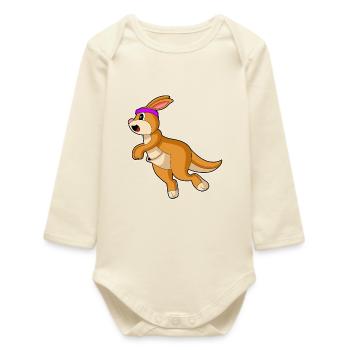 Kangourou Jogger Jogging Sport - Body bébé manches longues biologique - écru doux - Devant