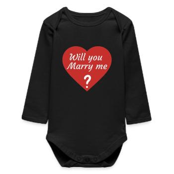 Will you marry me? - Baby Organic Long-Sleeved Bodysuit - black - Front
