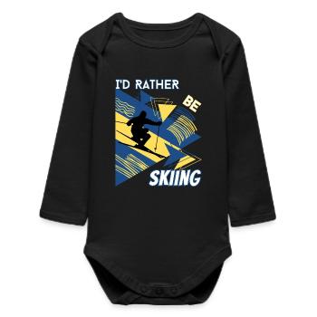 I'd Rather Ski - Ski Winter Sports Skier - Baby Organic Long-Sleeved Bodysuit - black - Front