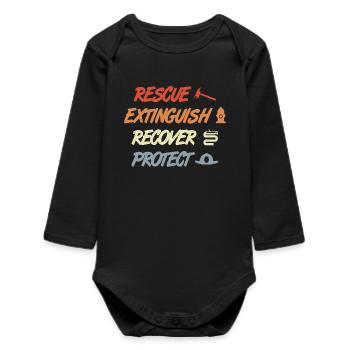 Rescue Extinguish Recover Protect - Baby Organic Long-Sleeved Bodysuit - black - Front