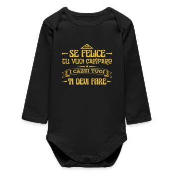 T Shirt Phrase ironique sagesse de la vie idée cadeau - Body bébé manches longues biologique - noir - Devant