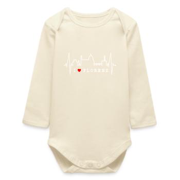 Florence Skyline Italy Heartbeat I Love Firenze - Baby Organic Long-Sleeved Bodysuit - soft Ecru - Front