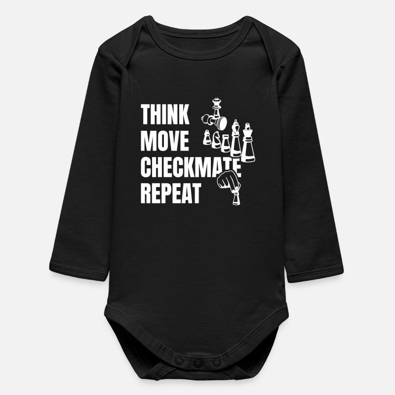 Think Play Checkmate Next - Baby Organic Long-Sleeved Bodysuit - black