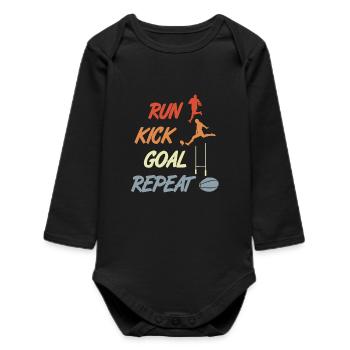 Rugby Motivation - Baby Organic Long-Sleeved Bodysuit - black - Front