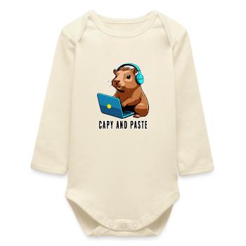 Capybara mit Witz Capy and Paste - Baby Organic Langarmbody - Natur - Vorne