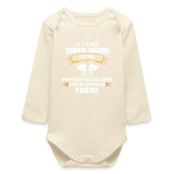 Super-Héros Frère Sans Cape - Body bébé manches longues biologique - écru doux - Devant