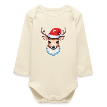 Rentier Hirsch Weihnachten - Baby Organic Langarmbody - Natur - Vorne