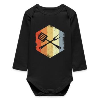 Retro Cooking Utensils - Baby Organic Long-Sleeved Bodysuit - black - Front