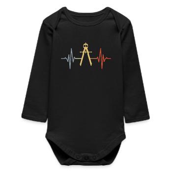 Zirkel EKG Retro Look - Baby Organic Langarmbody - Schwarz - Vorne