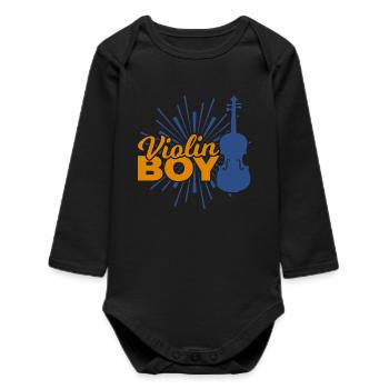 Violins Boy - Baby Organic Long-Sleeved Bodysuit - black - Front