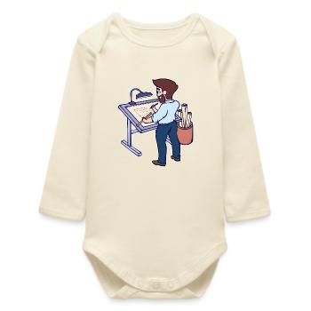 Project Manager Career Work Job Earn Money - Baby Organic Long-Sleeved Bodysuit - soft Ecru - Front