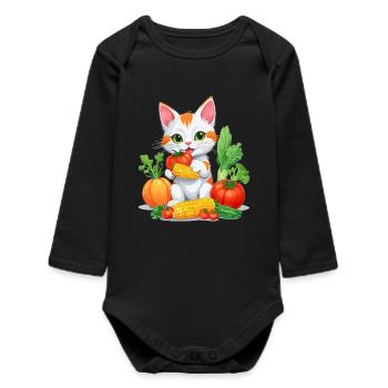Chat Bio - Body bébé manches longues biologique - noir - Devant