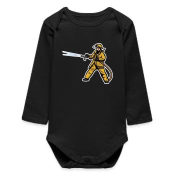 Firefighter Boy - Baby Organic Long-Sleeved Bodysuit - black - Front
