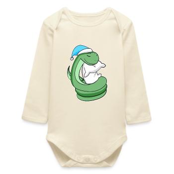 Serpent avec oreiller et bonnet somnolent - Body bébé manches longues biologique - écru doux - Devant