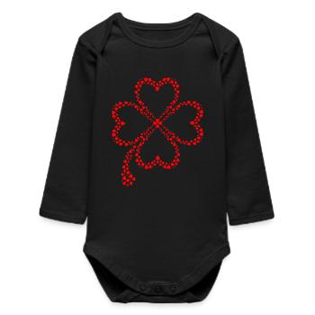 Shamrock Clover Design - Baby Organic Long-Sleeved Bodysuit - black - Front