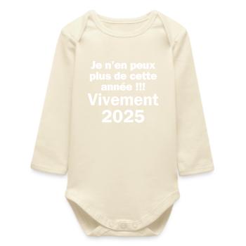 bonne année, année 2024, 2024 - Body bébé manches longues biologique - écru doux - Devant