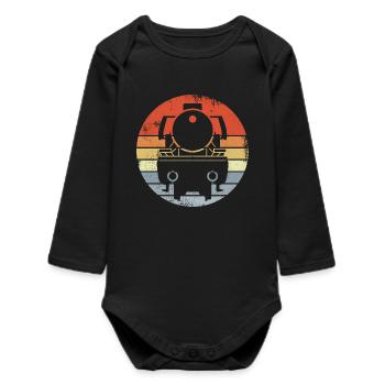 Locomotive d’époque - Body bébé manches longues biologique - noir - Devant