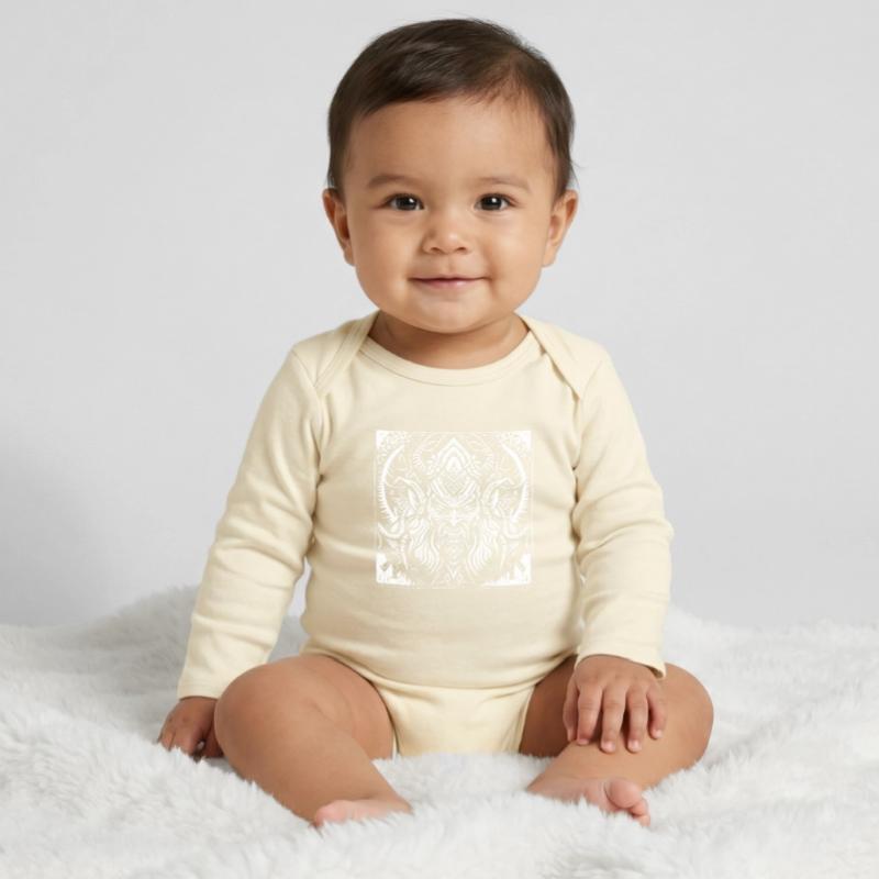 Demonic Devil on Pagan Tribal Baby Organic Long-Sleeved Bodysuit