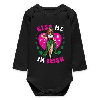 Kiss me, I'm Irish - Baby Organic Long-Sleeved Bodysuit - black - Front