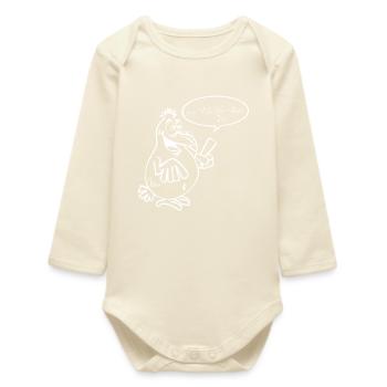 White Smart Bird - Baby Organic Long-Sleeved Bodysuit - soft Ecru - Front