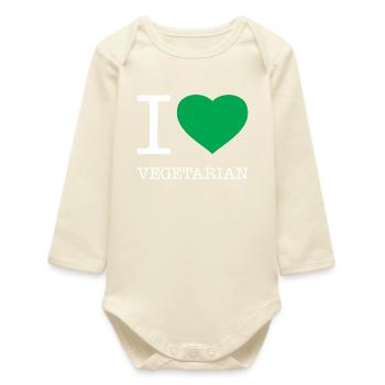 J’ADORE LE VÉGÉTARISME - Body bébé manches longues biologique - écru doux - Devant