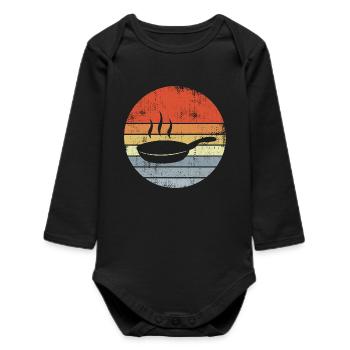 Cooking frying pan - Baby Organic Long-Sleeved Bodysuit - black - Front