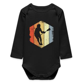 Vintage Lacrosse Players - Baby Organic Long-Sleeved Bodysuit - black - Front