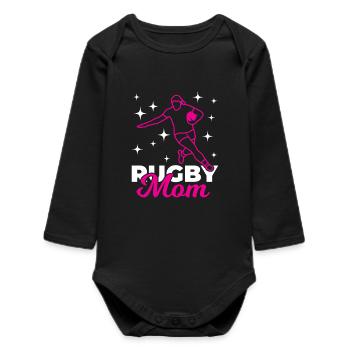 Rugby Mom - Baby Organic Long-Sleeved Bodysuit - black - Front