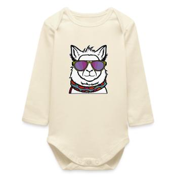 Cool Llama - Baby Organic Long-Sleeved Bodysuit - soft Ecru - Front