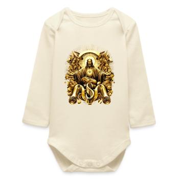 Himmlische Pracht Goldener Jesus Engel - Baby Organic Langarmbody - Natur - Vorne
