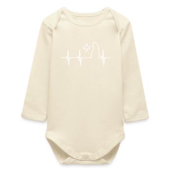 Veterinary Cat Heartbeat - Baby Organic Long-Sleeved Bodysuit - soft Ecru - Front