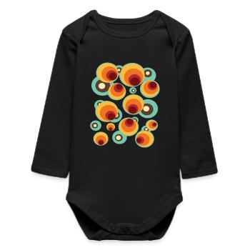 Vintage Mid Century motif de cercle - Body bébé manches longues biologique - noir - Devant