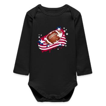 Football Graffiti Motif with American Flag - Baby Organic Long-Sleeved Bodysuit - black - Front