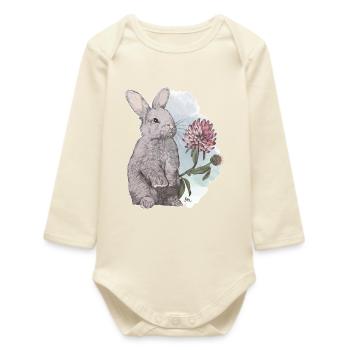 Veganuary 2024 Rabbit - Baby Organic Long-Sleeved Bodysuit - soft Ecru - Front