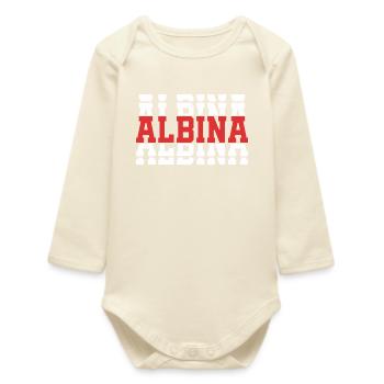 t-shirt Albina t-shirt idée cadeau texte empilé - Body bébé manches longues biologique - écru doux - Devant