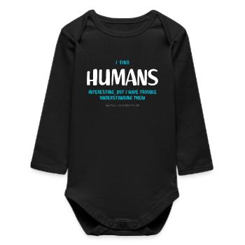Humans (dark) - Baby Organic Long-Sleeved Bodysuit - black - Front