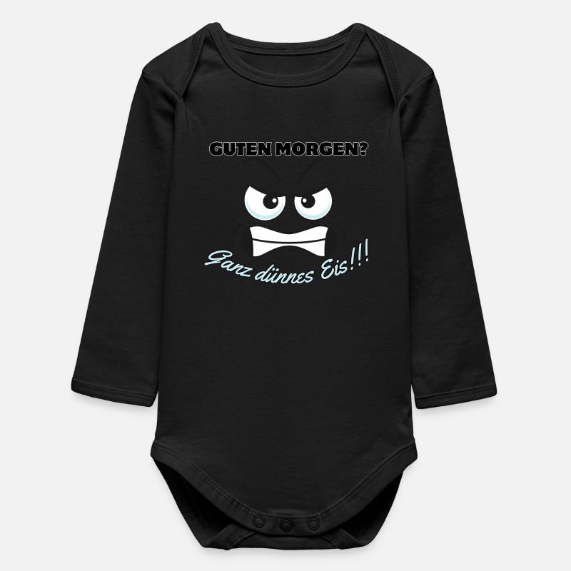 Wütendes Eisbär Motiv mit Spruch - Baby Organic Langarmbody - Schwarz