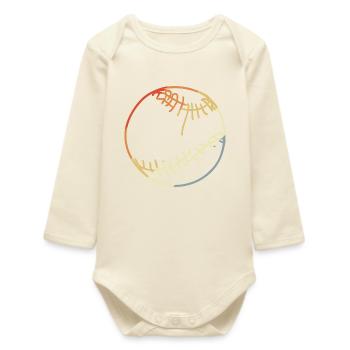 Baseball Ball Drawing - Baby Organic Long-Sleeved Bodysuit - soft Ecru - Front