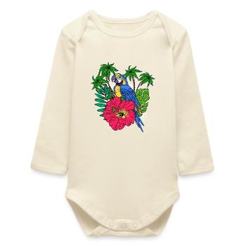 Bird Lover, Animal, Pet, Parrot, Bird, Zoo - Baby Organic Long-Sleeved Bodysuit - soft Ecru - Front