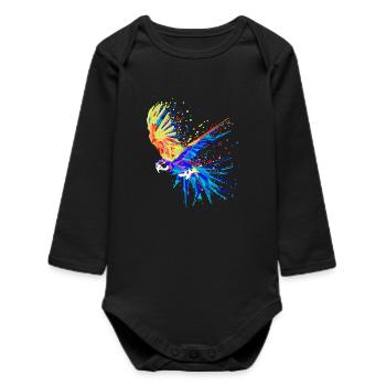 Animal, Bird, Zoo, Parrot, Animal Lover, Pet - Baby Organic Long-Sleeved Bodysuit - black - Front