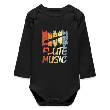Musique de flûte vintage - Body bébé manches longues biologique - noir - Devant