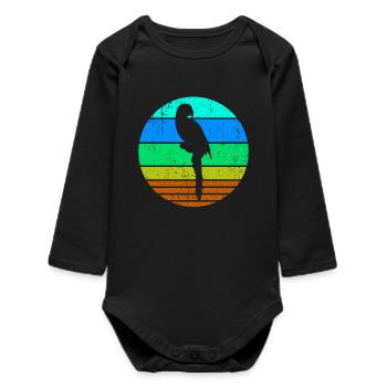 Bird, Parrot, Animal Lover, Pet, Jungle, Animal - Baby Organic Long-Sleeved Bodysuit - black - Front