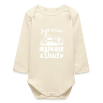 Railroad Father - Baby Organic Long-Sleeved Bodysuit - soft Ecru - Front