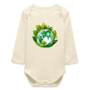 planète terre, mère nature - Body bébé manches longues biologique - écru doux - Devant